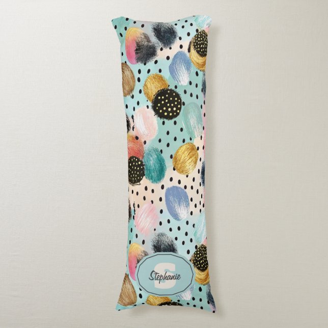 Coussins Longs Motif Abstrait brosse et Pointe Polka (Devant (Vertical))