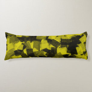 Coussins Longs Motif Abstrait Cubisme Jaune Noir