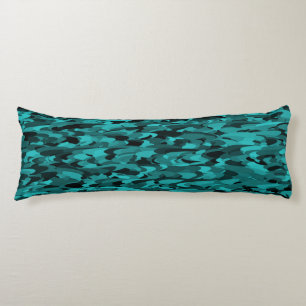 Coussins Longs Motif Abstrait Sarcelle Noir