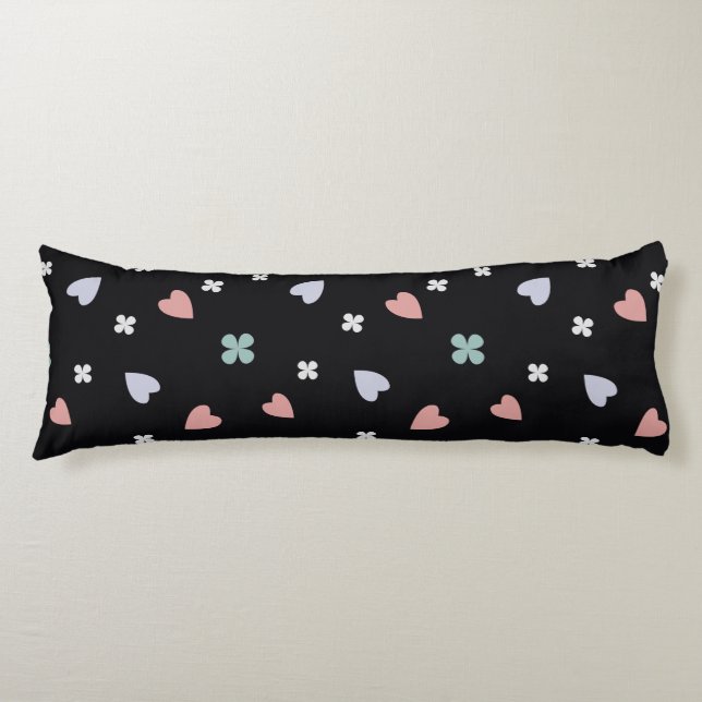 Coussins Longs Motif Amour Chanceux Cœurs Trèfle Mignon (Devant)