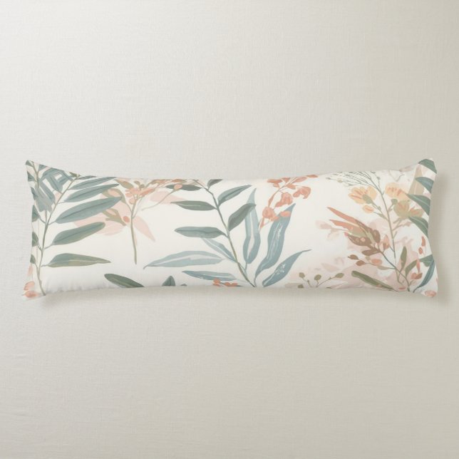Coussins Longs Motif aquarelle de feuille de blush botanique saug (Devant)