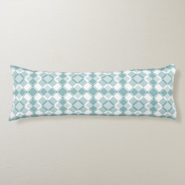 Coussins Longs Motif Argyle à carreaux blanc sarcelle (Devant)