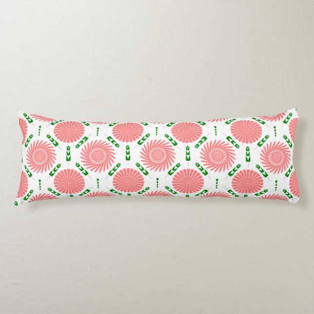 Coussins Longs motif aux fleurs roses (Devant)