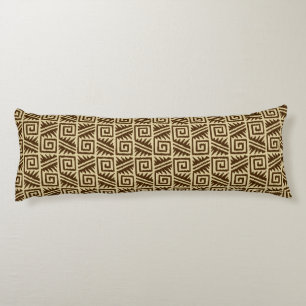 Coussins Longs Motif Aztec Ikat - Brun foncé et beige