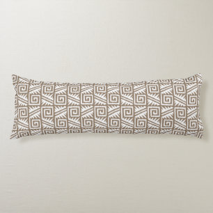 Coussins Longs Motif Aztec Ikat - Taupe Brun et Crème