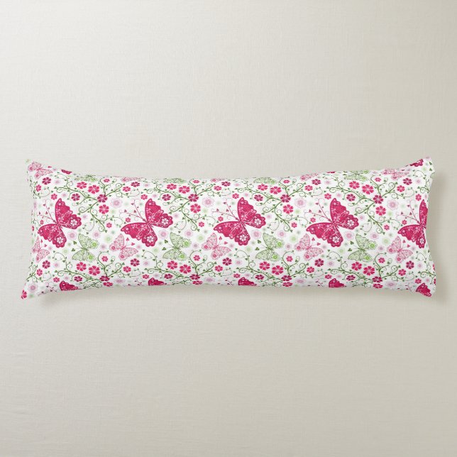 Coussins Longs Motif blanc floral (Devant)