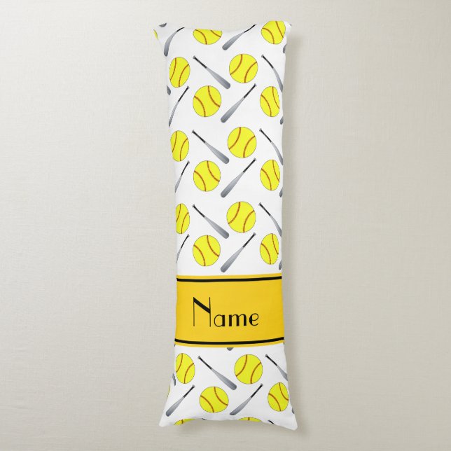 Coussins Longs Motif blanc nommé personnalisé du base-ball (Devant (Vertical))