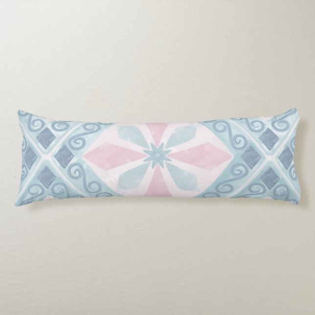 Coussins Longs motif bleu en forme de diamant (Devant)