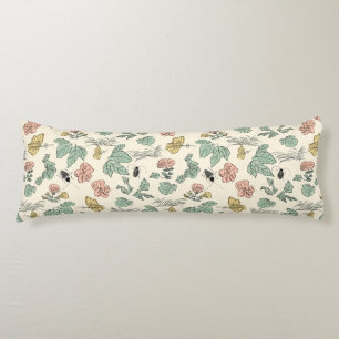 Coussins Longs Motif botanique vintage avec papillons et abeille