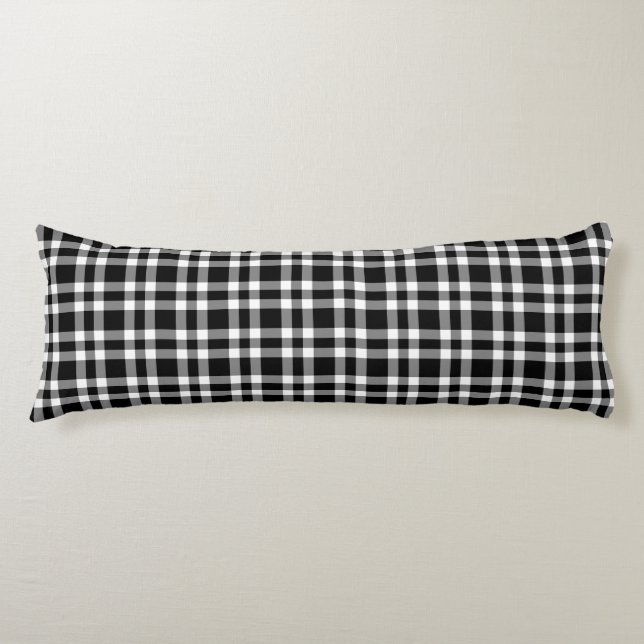 Coussins Longs Motif carreaux noir blanc (Devant)
