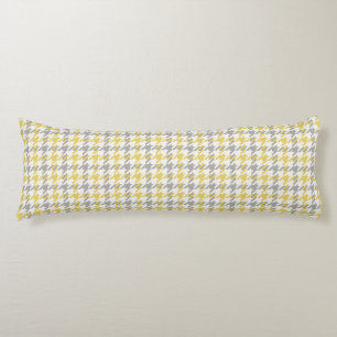 Coussins Longs Motif carreaux pied de poule jaune et gris rétro