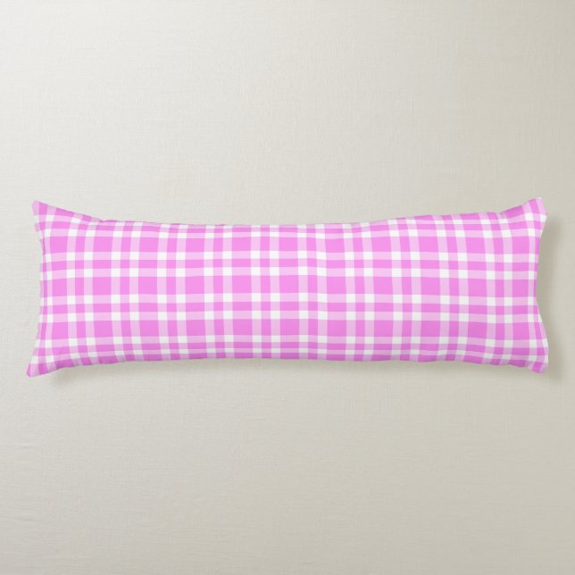 Coussins Longs Motif carreaux rose blanc (Devant)
