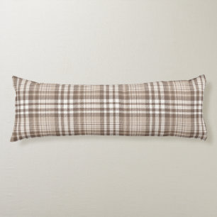 Coussins Longs Motif carreaux tartan ton terre neutre