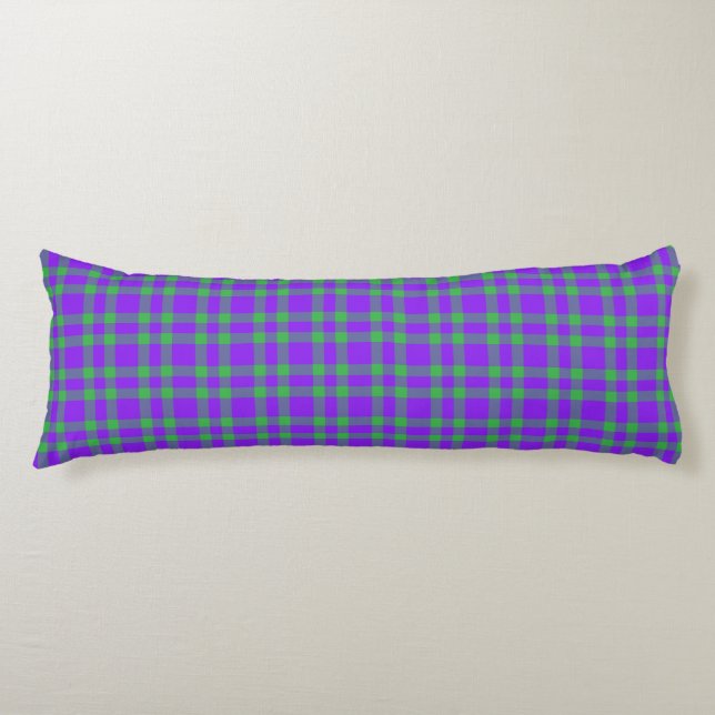 Coussins Longs Motif carreaux violet vert (Devant)