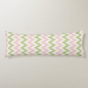 Coussins Longs Motif chevron géométrique rose et vert chic