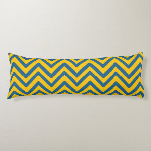 Coussins Longs Motif Chevron Vintage bleu jaune