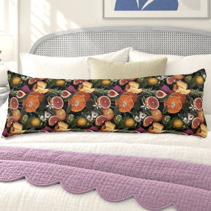 Coussins Longs Motif Citron Orange Botanique Jaune Élégant