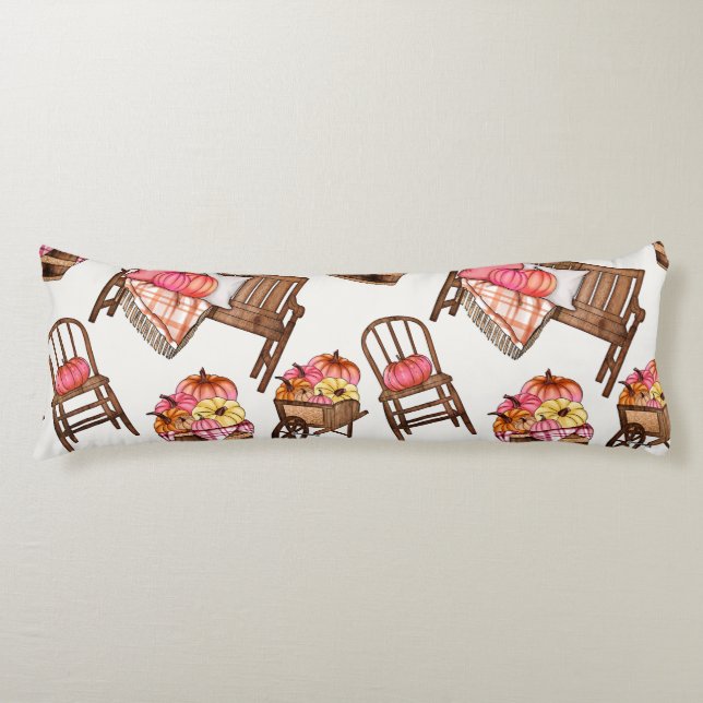 Coussins Longs Motif Citrouille rose rustique (Devant)