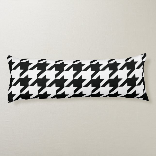 Coussins Longs Motif classique en Houndstooth : Noir & Blanc Vint (Dos)
