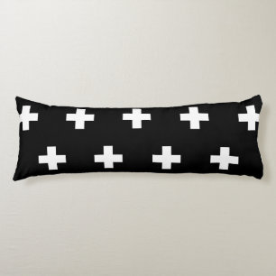Coussins Longs Motif croisé noir et blanc