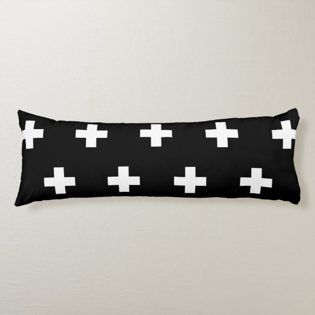 Coussins Longs Motif croisé noir et blanc (Devant)