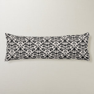 Coussins Longs Motif damassé Flourish noir sur crème