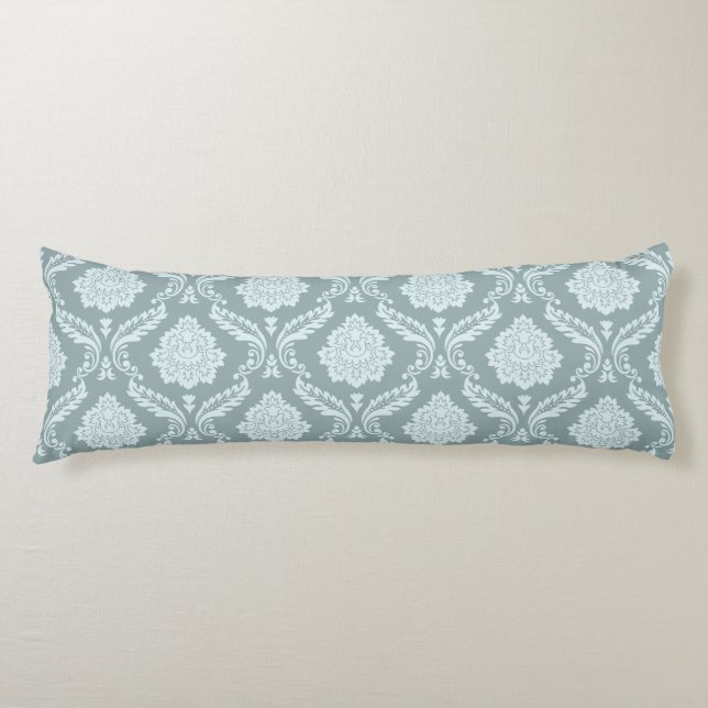 Coussins Longs Motif damassé rococo canard œuf bleu+ sarcelle (Devant)