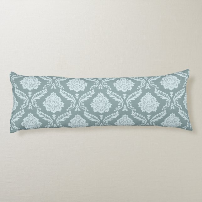 Coussins Longs Motif damassé rococo œuf de canard bleu+ sarcelle (Dos)