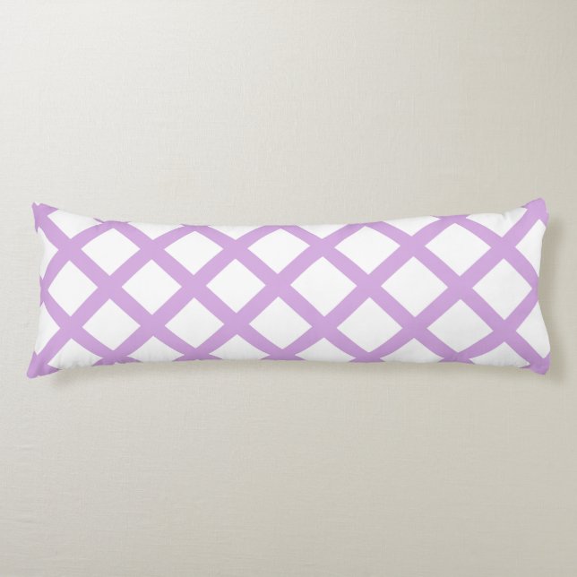Coussins Longs Motif Damier Rayures Diamant Blanc Violet (Devant)