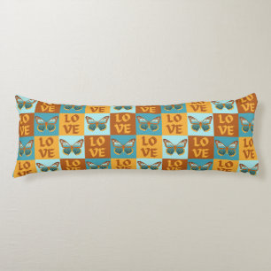 Coussins Longs Motif d'amour papillon Dégradé bleu et orange