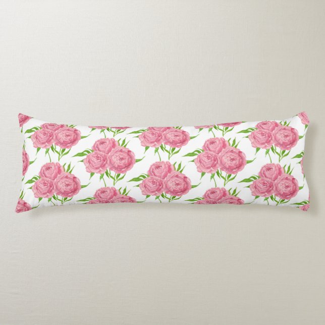 Coussins Longs Motif d'aquarelle du bouquet de pivoine (Devant)