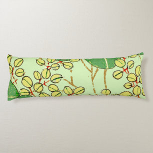 Coussins Longs Motif d'art botanique floral de la feuille japonai