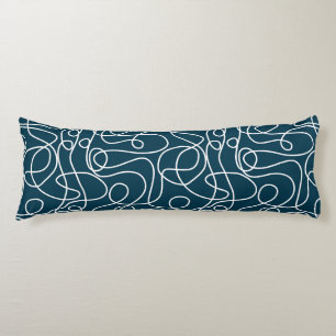 Coussins Longs Motif d'art Doodline   Blanc sur bleu foncé vert
