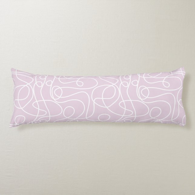Coussins Longs Motif d'art Doodline | Blanc sur Dusty Pink (Devant)