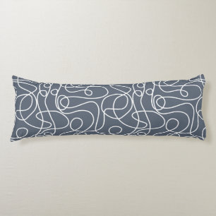 Coussins Longs Motif d'art Doodline   Blanc sur gris bleu