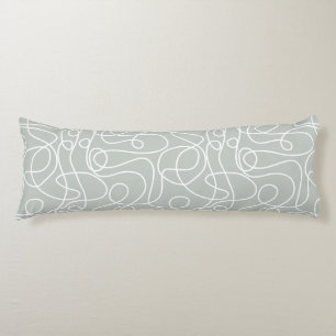 Coussins Longs Motif d'art Doodline   Blanc sur gris clair vert