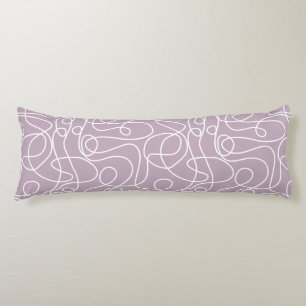 Coussins Longs Motif d'art Doodline Blanc sur Mauve