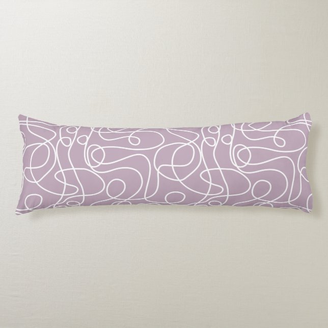 Coussins Longs Motif d'art Doodline | Blanc sur Mauve (Devant)