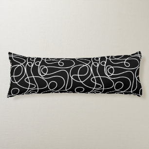Coussins Longs Motif d'art Doodline   Blanc sur noir