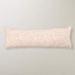 Coussins Longs Motif d'art Doodline Blanc sur Pêche/Apricot