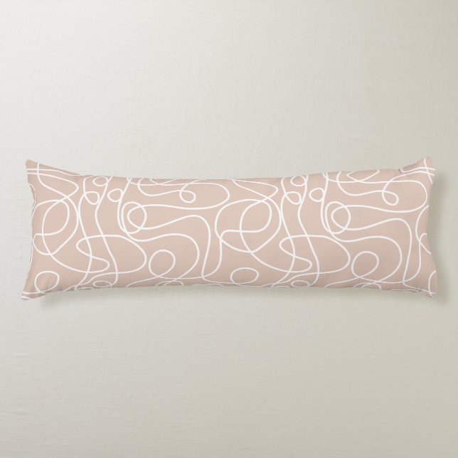 Coussins Longs Motif d'art Doodline | Blanc sur Terracotta souple (Devant)