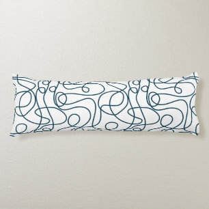 Coussins Longs Motif d'art Doodline   Bleu foncé vert sur blanc