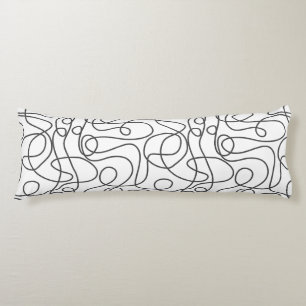 Coussins Longs Motif d'art Doodline Graphite en blanc