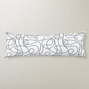 Coussins Longs Motif d'art Doodline   Gris bleu sur blanc