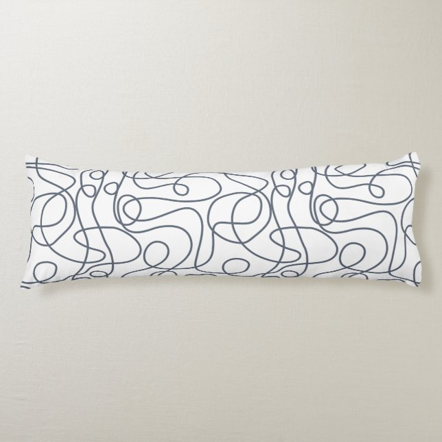 Coussins Longs Motif d'art Doodline | Gris bleu sur blanc (Devant)
