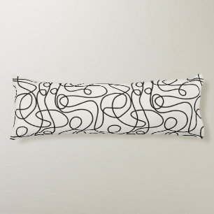 Coussins Longs Motif d'art Doodline Noir sur crème