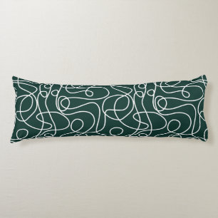 Coussins Longs Motif d'art Doodline   Vert émeraude blanc/foncé