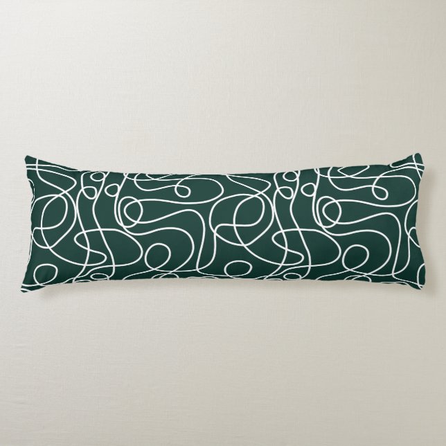 Coussins Longs Motif d'art Doodline | Vert émeraude blanc/foncé (Devant)