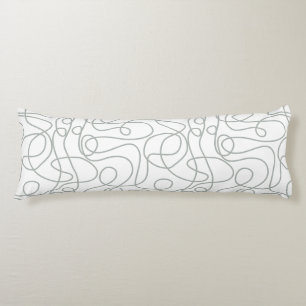 Coussins Longs Motif d'art Doodline   Vert gris moyen sur blanc