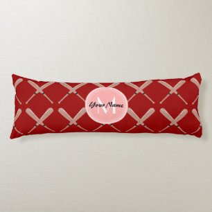 Coussins Longs Motif de baseball corail et rouge Personnalisé